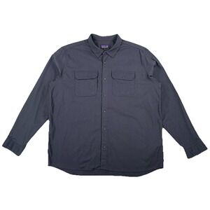 Patagonia Canyonite Flannel Shirt Men's XXL Smolder Blue Snap Buttons Outdoors